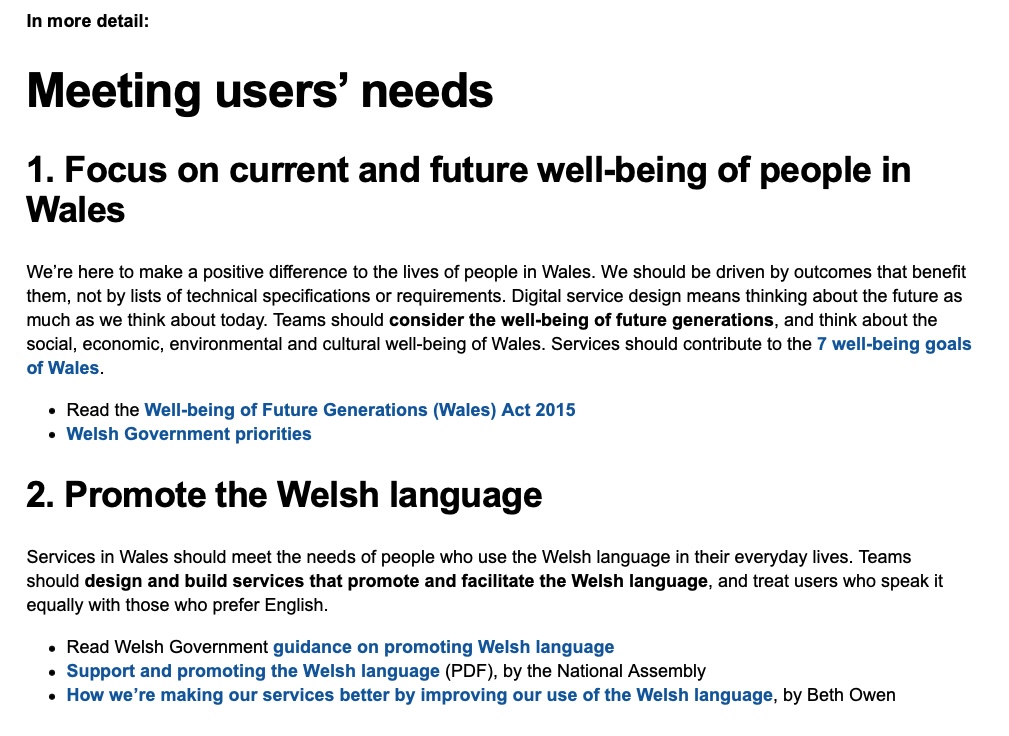 The standards that focus on Welsh issues