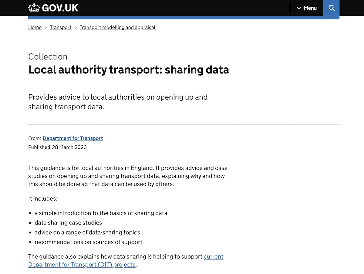 Screenshot of the guidance as published on gov.uk