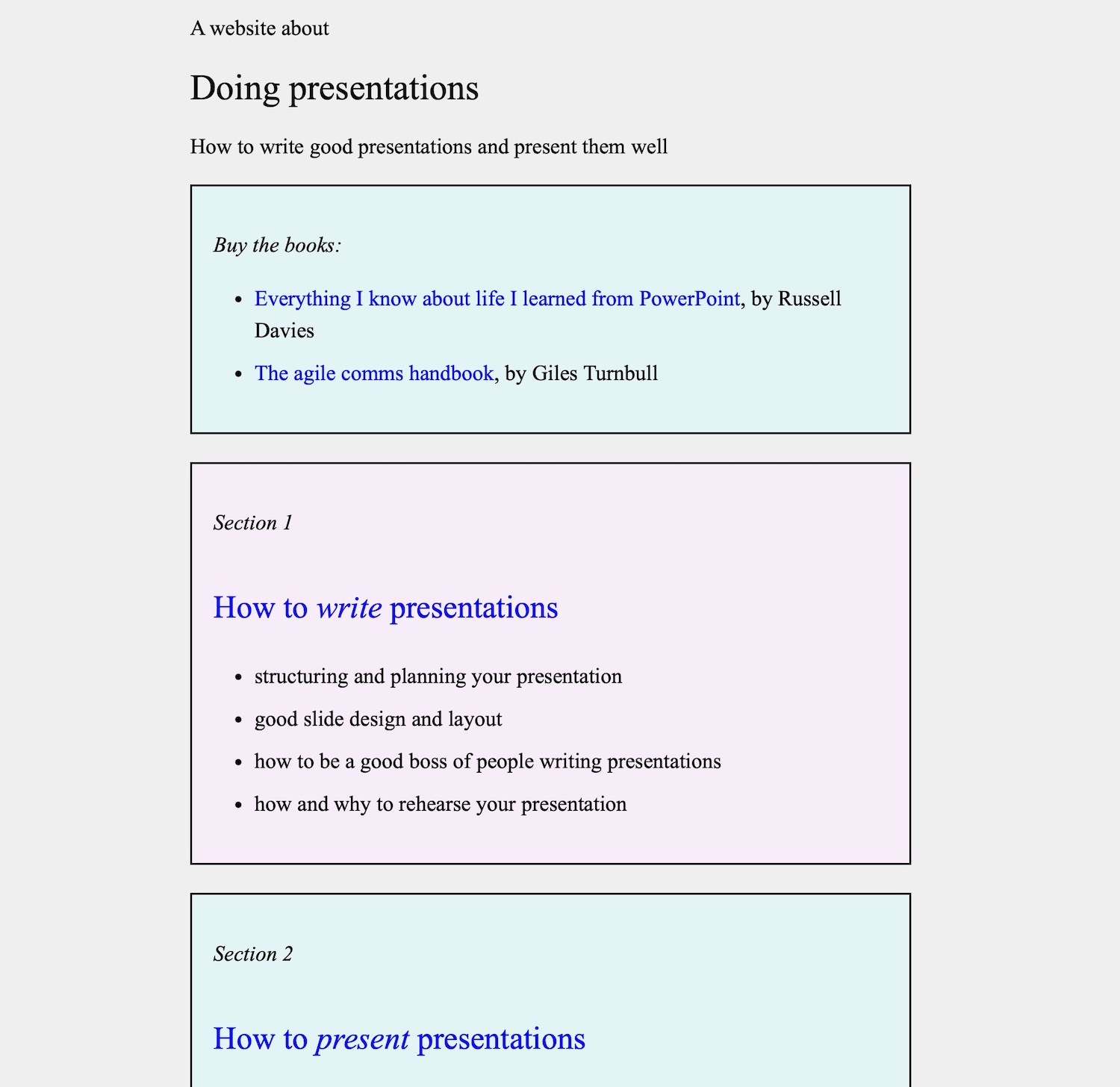 Screenshot of doingpresentations.com